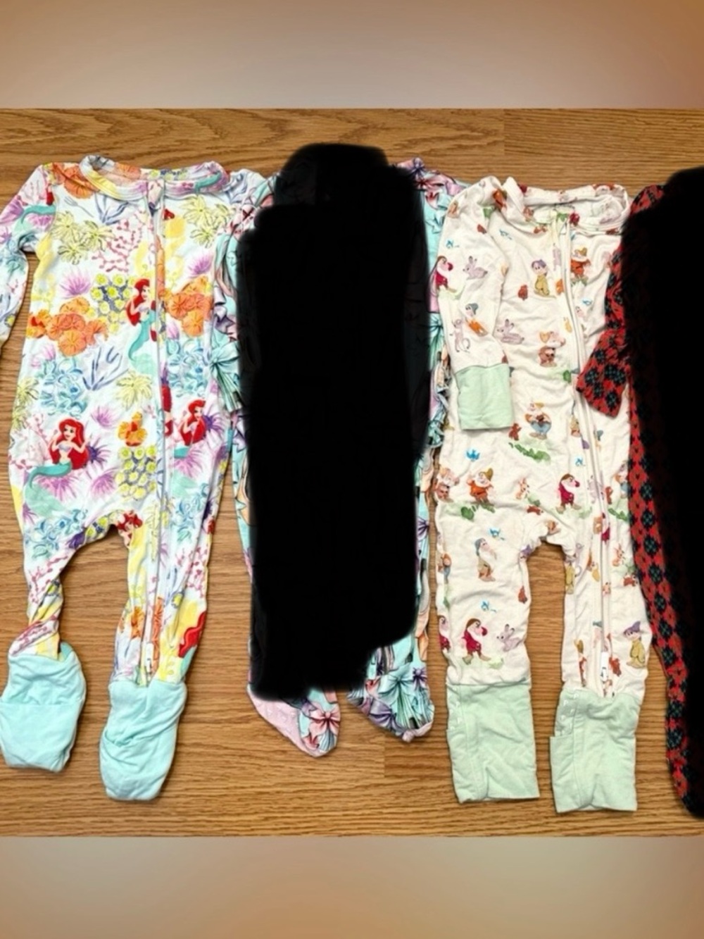 Posh peanut bamboo onesies convertible 6-9 month bundle ARIEL AND SEVEN DWARFS